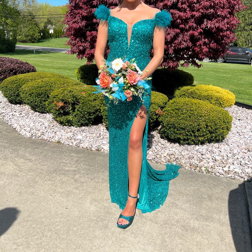 Teal prom gown size 2